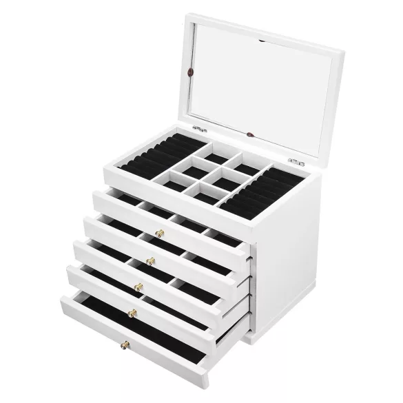 6-compartment jewelry organizer, white