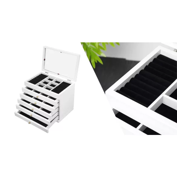 6-compartment jewelry organizer, white