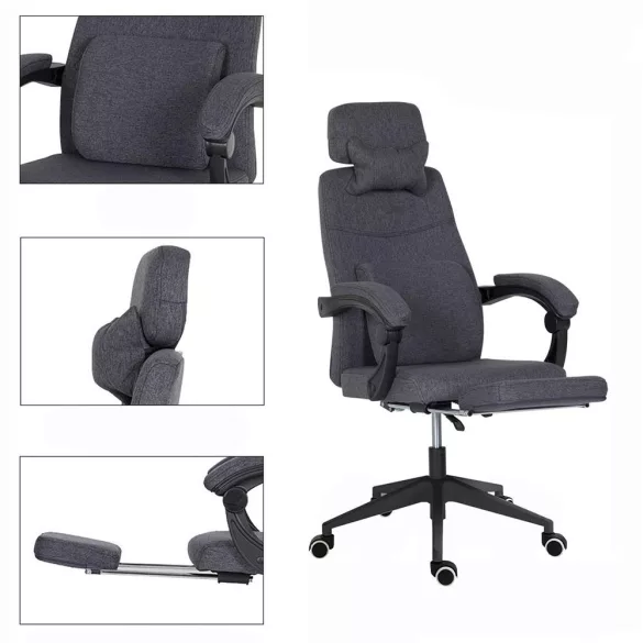 Headrest Office Swivel Chair - Available in Multiple Colors - Dark Gray