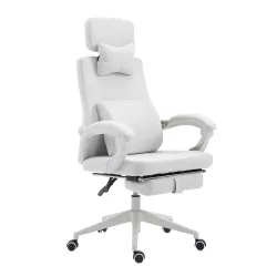 Headrest Office Swivel Chair - Multiple Colors - White