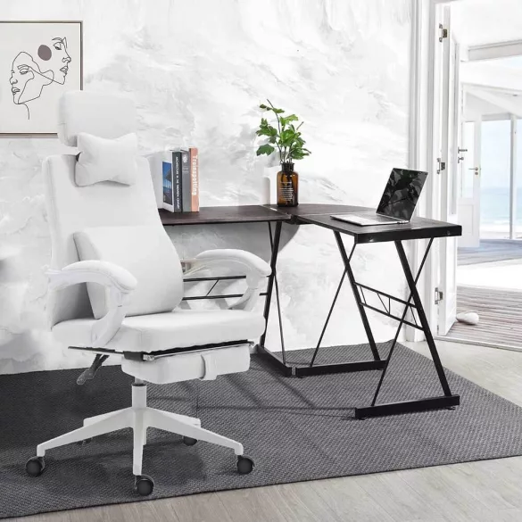 Headrest Office Swivel Chair - Multiple Colors - White