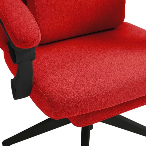 Headrest and footrest office swivel chair in red