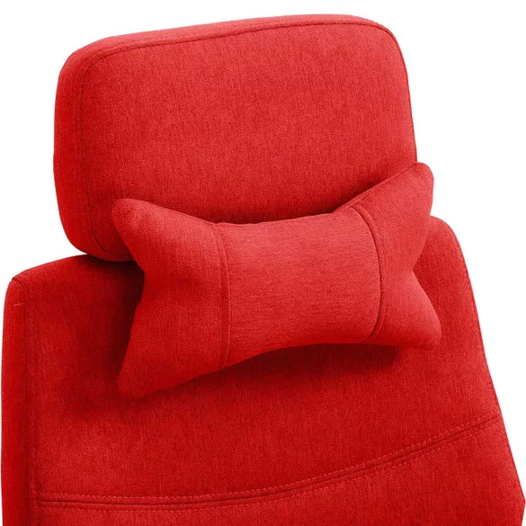 Headrest and footrest office swivel chair in red