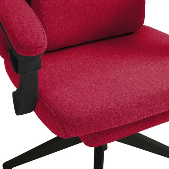 Headrest and footrest office swivel chair in burgundy