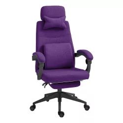 Headrest and footrest office swivel chair in purple