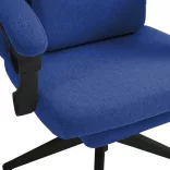 Headrest and footrest office swivel chair in dark blue