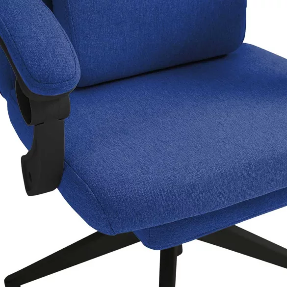Headrest and footrest office swivel chair in dark blue