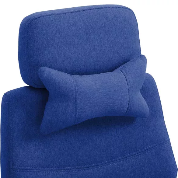 Headrest and footrest office swivel chair in dark blue