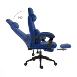 Headrest and footrest office swivel chair in dark blue