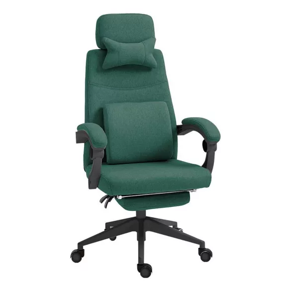 Headrest and footrest office swivel chair green