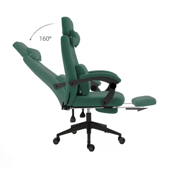 Headrest and footrest office swivel chair green