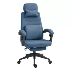 Headrest and footrest office swivel chair, light blue