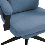 Headrest and footrest office swivel chair, light blue
