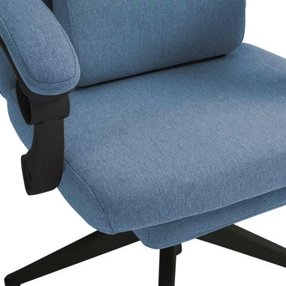 Headrest and footrest office swivel chair, light blue