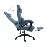 Headrest and footrest office swivel chair, light blue