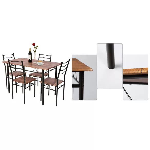 Metal Frame Dining Table with 4 Chairs