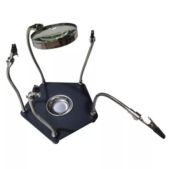 PCB Holder with Clamping Arms and Magnifier