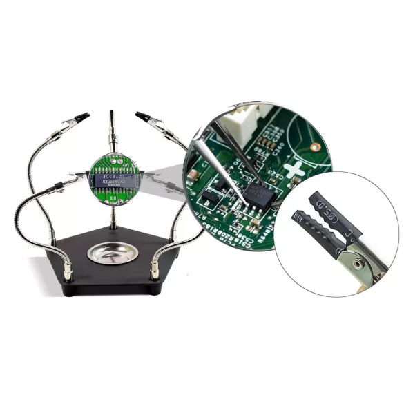 PCB Holder with Clamping Arms and Magnifier