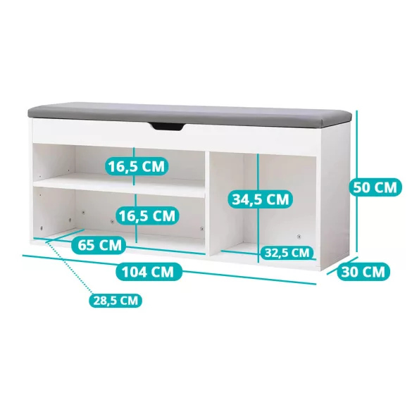 Shoe Storage Bench with Padded Seat