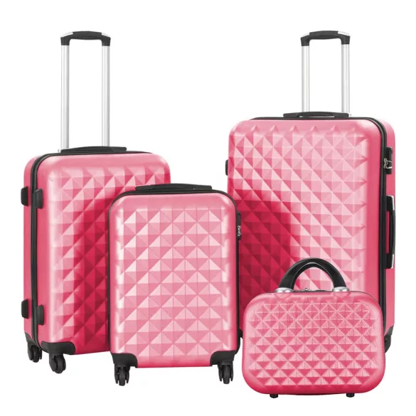 Travel Suitcase Set with Cosmetic Bag, Available in Multiple Colors - Peach