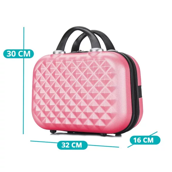 Travel Suitcase Set with Cosmetic Bag, Available in Multiple Colors - Peach