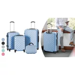 Travel Suitcase Set with Cosmetic Bag, Available in Multiple Colors - Peach
