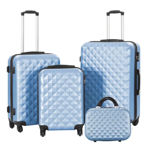 Travel Suitcase Set with Cosmetic Bag, Available in Multiple Colors - Steel Blue