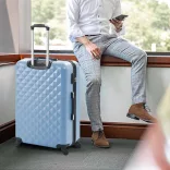 Travel Suitcase Set with Cosmetic Bag, Available in Multiple Colors - Steel Blue