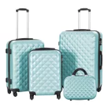 Travel Suitcase Set with Cosmetic Bag, Available in Multiple Colors - Mint Green