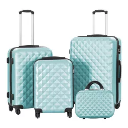   Travel Suitcase Set with Cosmetic Bag, Available in Multiple Colors - Mint Green