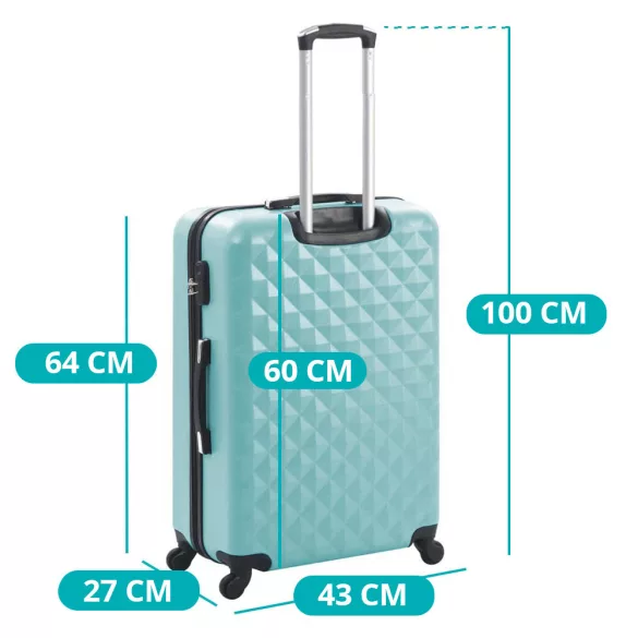 Travel Suitcase Set with Cosmetic Bag, Available in Multiple Colors - Mint Green