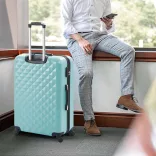 Travel Suitcase Set with Cosmetic Bag, Available in Multiple Colors - Mint Green