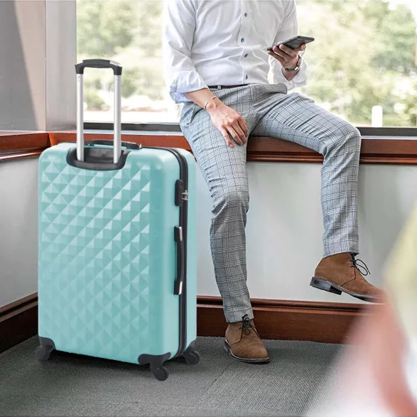 Travel Suitcase Set with Cosmetic Bag, Available in Multiple Colors - Mint Green