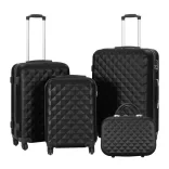 Travel Suitcase Set with Cosmetic Bag, Multiple Colors - Black
