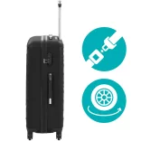 Travel Suitcase Set with Cosmetic Bag, Multiple Colors - Black