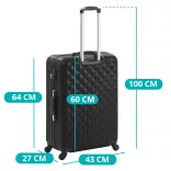 Travel Suitcase Set with Cosmetic Bag, Multiple Colors - Black