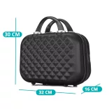 Travel Suitcase Set with Cosmetic Bag, Multiple Colors - Black