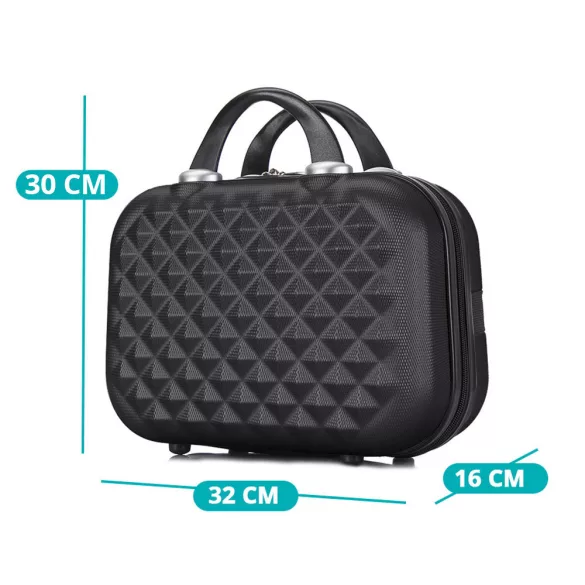 Travel Suitcase Set with Cosmetic Bag, Multiple Colors - Black