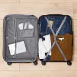 Travel Suitcase Set with Cosmetic Bag, Multiple Colors - Black