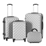 Travel suitcase set with cosmetic bag, available in multiple colors - gray