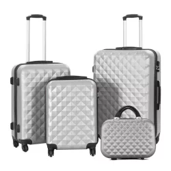   Travel suitcase set with cosmetic bag, available in multiple colors - gray