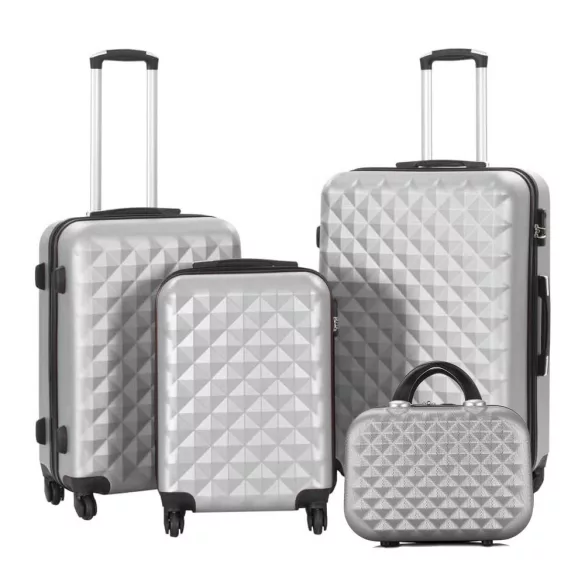 Travel suitcase set with cosmetic bag, available in multiple colors - gray