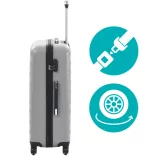 Travel suitcase set with cosmetic bag, available in multiple colors - gray