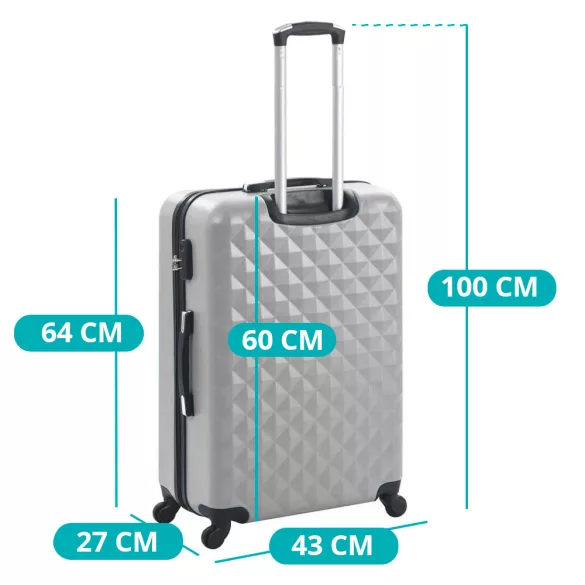 Travel suitcase set with cosmetic bag, available in multiple colors - gray