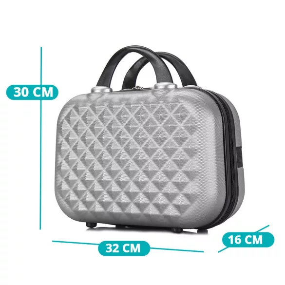 Travel suitcase set with cosmetic bag, available in multiple colors - gray