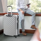 Travel suitcase set with cosmetic bag, available in multiple colors - gray
