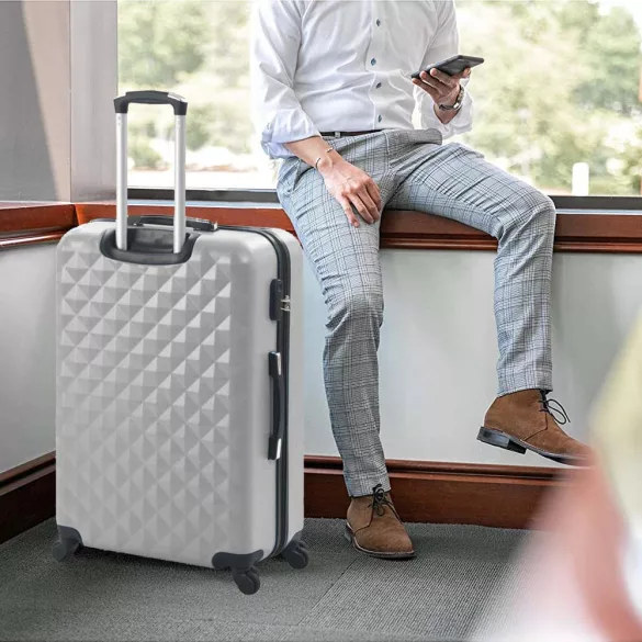 Travel suitcase set with cosmetic bag, available in multiple colors - gray