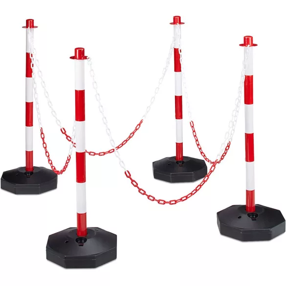 Traffic Post Set with Chain - 4 pcs