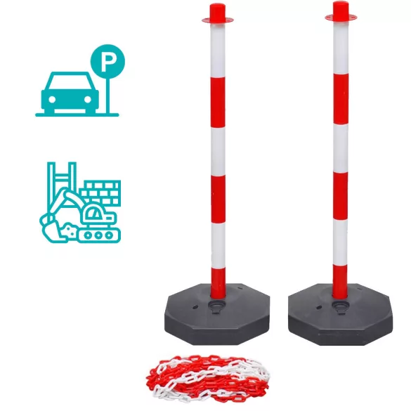 Traffic Post Set with Chain - 4 pcs