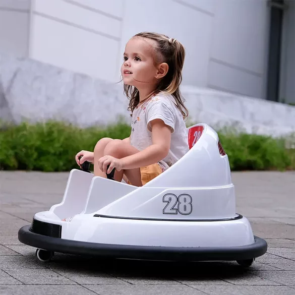 Electric Kids Bumper Car 6V, Battery + Remote Control, White